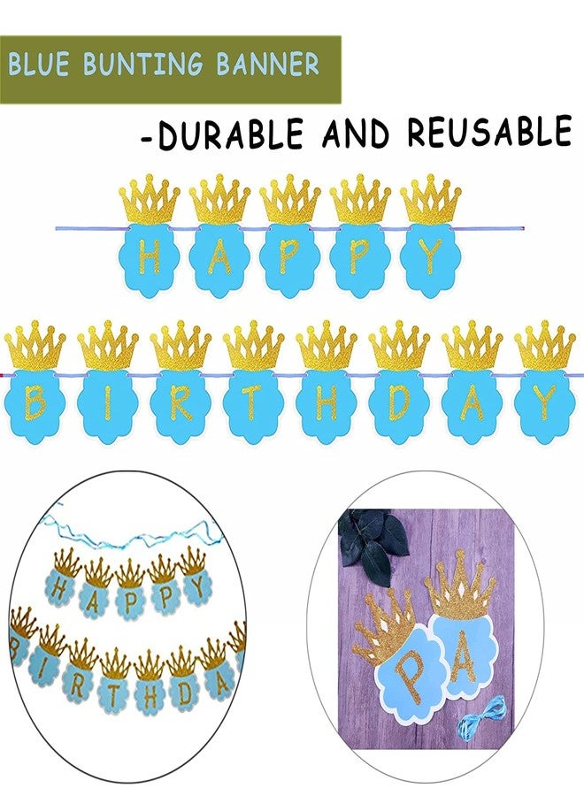 ويش كي لافتة عيد ميلاد سعيد على شكل تاج من WISHKEY لتزيين حفلات أعياد الميلاد، قطعة زينة معلقة على شكل حروف الأبجدية لحفلات أعياد الميلاد، مثالية للاحتفال بأعياد ميلاد الأولاد والبنات (عبوة من قطعة واحدة، أزرق) - Image 2